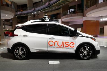 A driverless Cruise vehicle displayed at last year's Detroit Motor Show. The company is deploying five self-driving cars in San Francisco as it looks to develop a robot taxi service in California. AP Photo