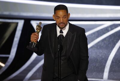 Will Smith wins the Oscar for Best Actor for 'King Richard' during the 94th annual Academy Awards. EPA  