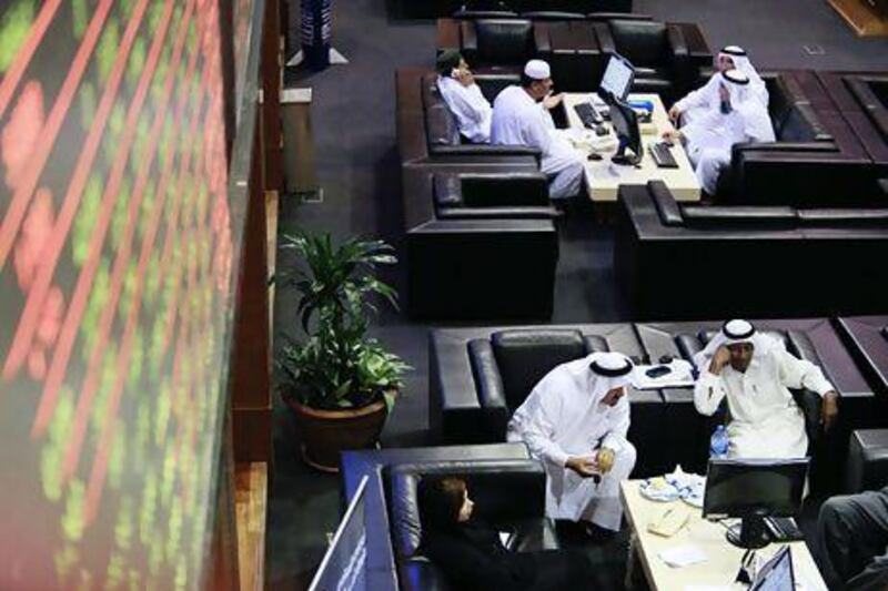 The Dubai Financial Market General Index rose 1.5 per cent to 2,395.65 points yesterday. Sarah Dea / The National