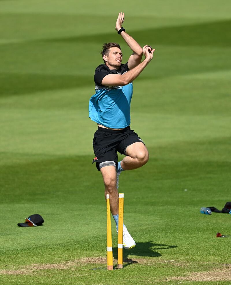 Tim Southee trains at a nets session in London. Getty