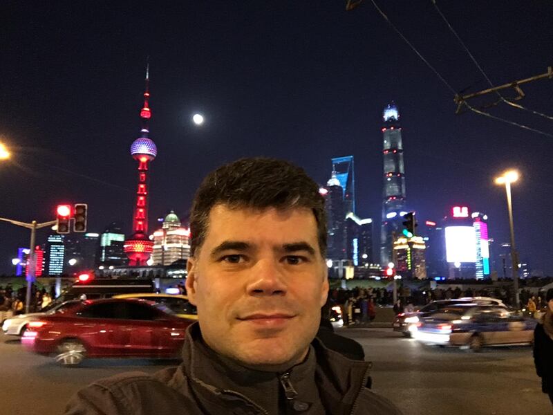 Gil Azevedo in Shanghai, at the start of his epic round-the-world trip.