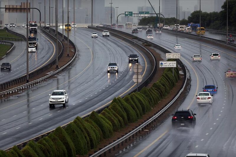 Dubai received some rain on Tuesday afternoon. Satish Kumar / The National