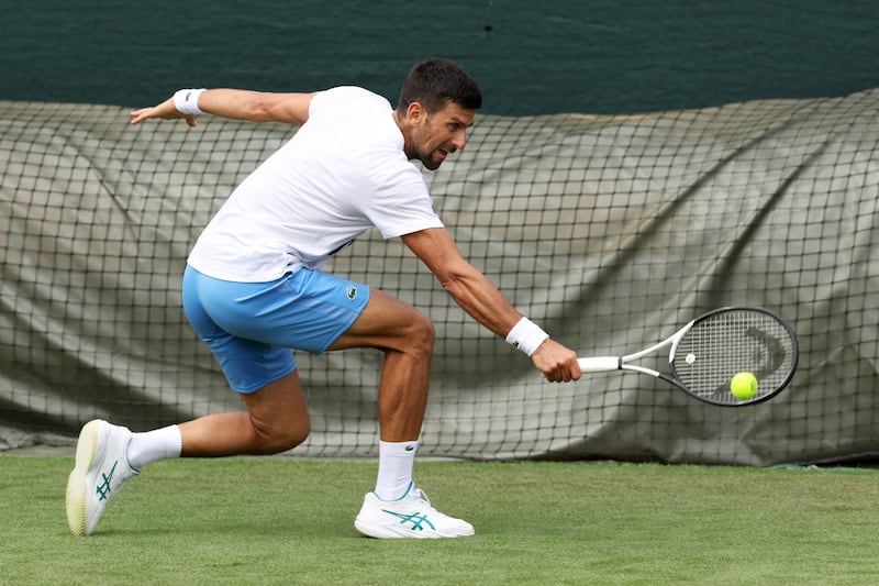 Novak Djokovic during training. Getty