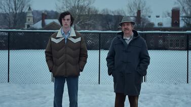 Dominic Sessa, left, and Paul Giamatti in The Holdovers. Photo: Focus Features