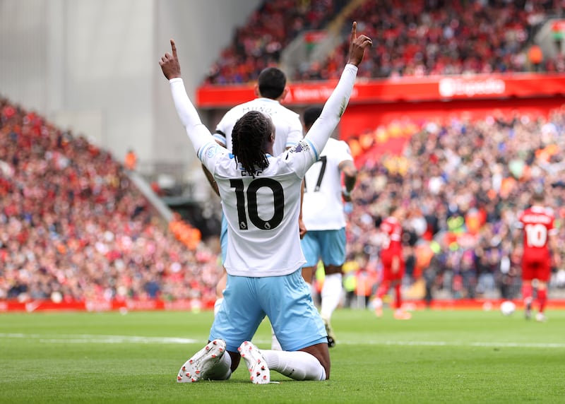  Eberechi Eze of Crystal Palace celebrates his goal. Getty Images