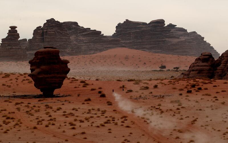 Action from  Stage 10, from Neom to Alula in Saudi Arabia. Reuters