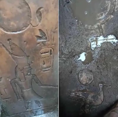 Another image appears to show a purported artefact being excavated.