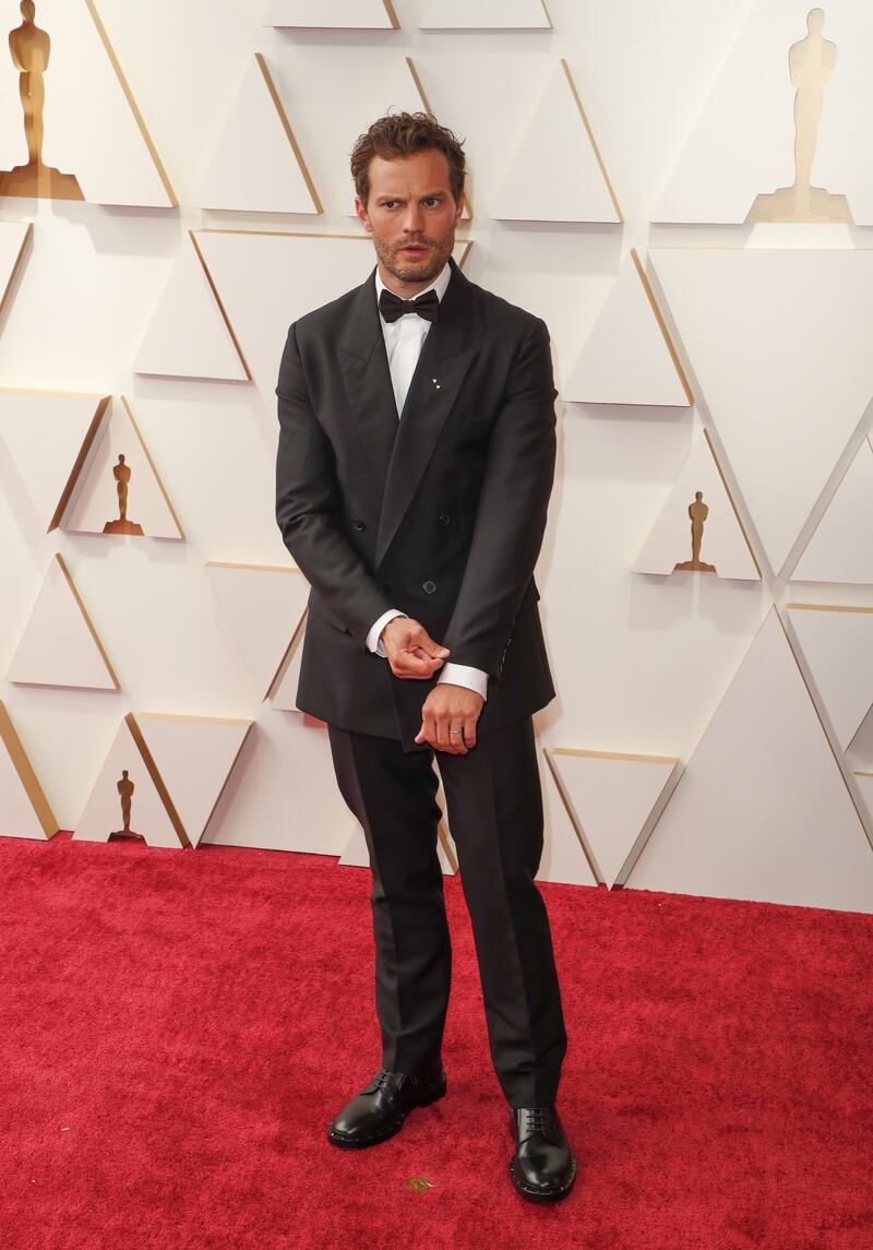 'Belfast' actor Jamie Dornan on the red carpet in Valentino. EPA