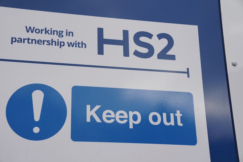 A Keep Out sign at the construction site for the HS2 project at Euston in London. PA