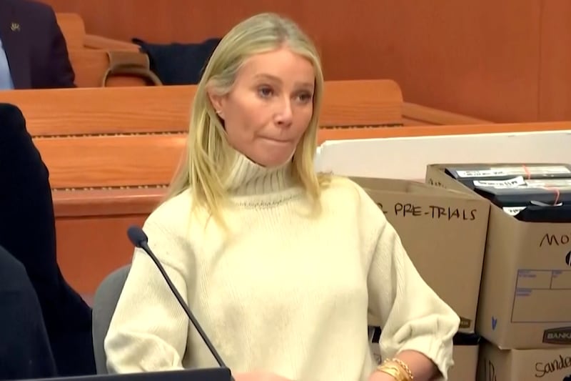 Gwyneth Paltrow in Park City courtroom in Utah for the start of a trial over a 2016 skiing crash. AP