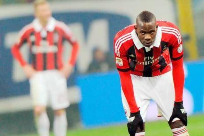 AC Milan forward Mario Balotelli was subjected to racist chants by Inter Milan fans. Daniel Zennaro / EPA