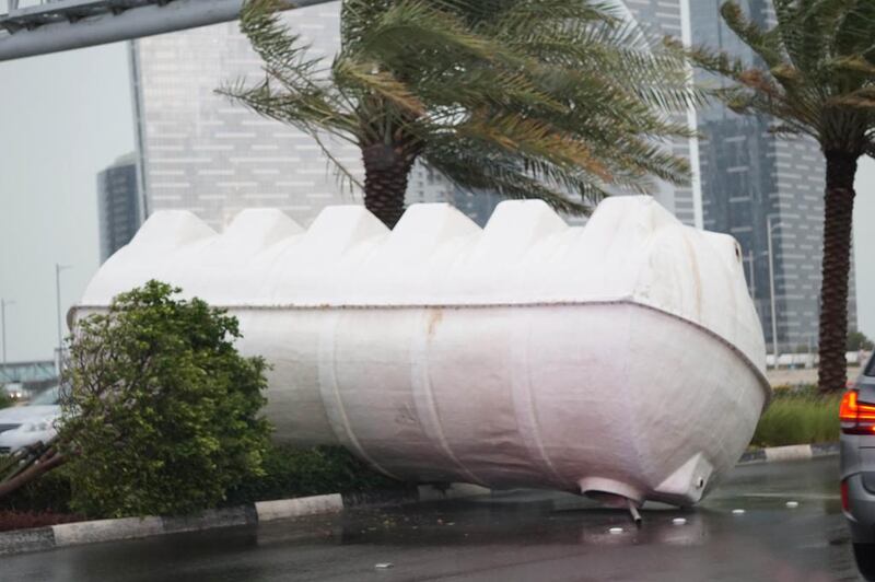 A water tank on a road on Reem Island. Courtesy Chantal Louw