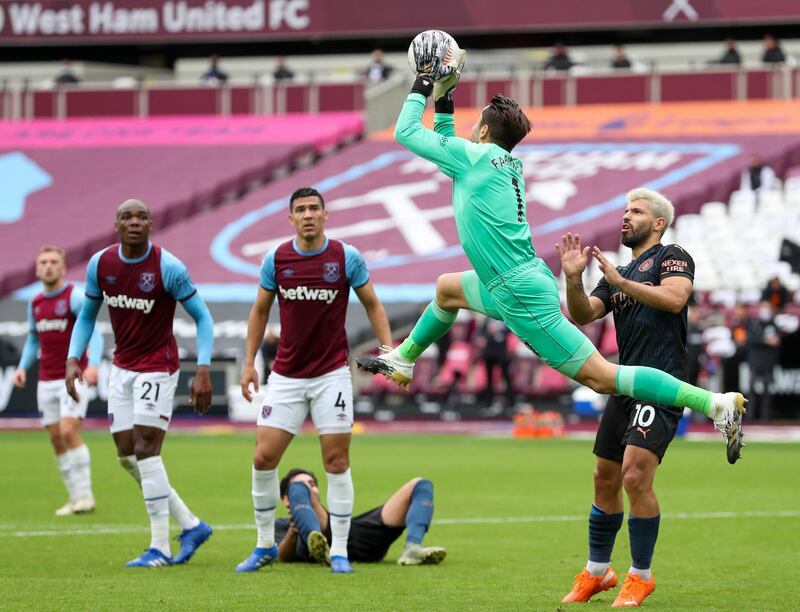 West Ham goalkeeper Lukasz Fabianski catches the ball. EPA