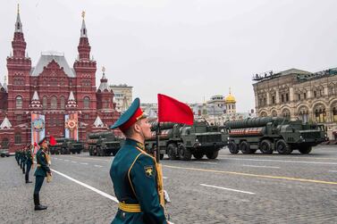 Russian S-400 anti-aircraft missile systems roll through Red Square during the Victory Day military parade in downtown Moscow/ AFP