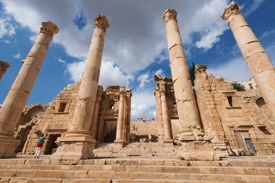 Jerash, Jordan - October 16, 2014: Propylaeum, the gateway to the Temple of Artemis, the patron goddess of the Roman city. Getty Images