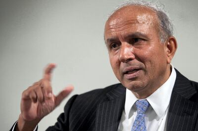 Prem Watsa, CEO of Fairfax, speaking to financial  journalists following the annual general meeting of Fairfax Financial Holdings Limited, held April 22, 2010 in Toronto, Ontario, Canada. Photographer Norm Betts/Bloomberg News