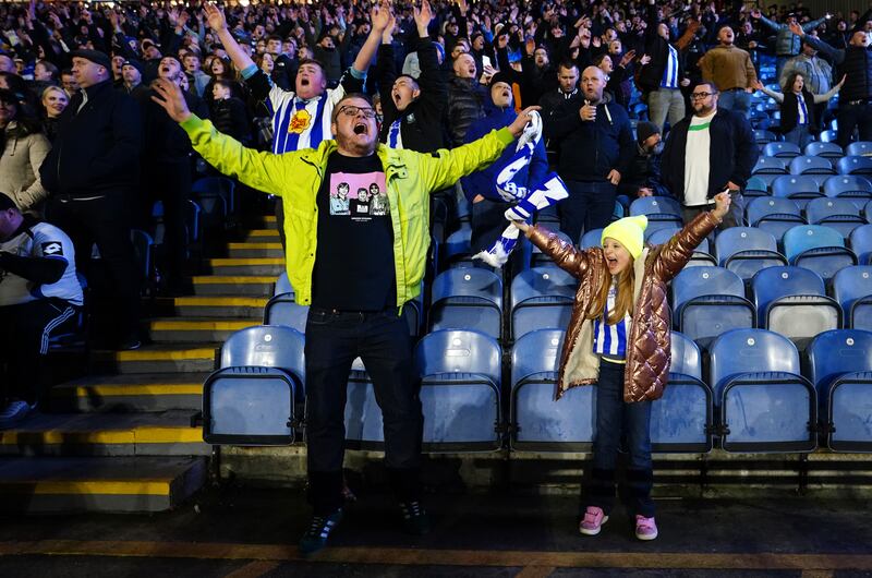 Sheffield Wednesday fans roar their team on.