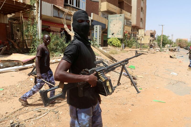 A member of the Sudanese armed forces patrols a street in Omdurman. Reuters