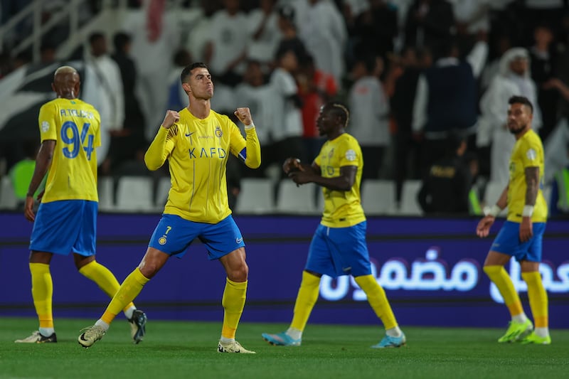 Cristiano Ronaldo of Al Nassr celebrates after scoring the opening goal. Getty