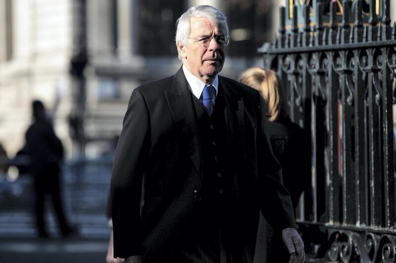LONDON, ENGLAND - JANUARY 31: Former British Prime Minister John Major arrives for a memorial service for Conservative Peer Lord Carrington at Westminster Abbey on January 31, 2019 in London, England. Peter Carington, 6th Baron Carrington held the positions of Secretary General Of NATO, Foreign Secretary, Defence Secretary High Commissioner to Australia, First Lord of the Admiralty among others during his career that spanned seven decades. He was Foreign Minister during the Falklands War and resigned having failed to foresee the Argentinian Invasion. Educated at Eton and the Royal Military College, Sandhurst, his political career was preceded by military service where he fought in the 2nd World War for which he received a Military Cross. He died on the 9th July 2018. His son, also Lord Carrington, has replaced his father in the House of Lords. (Photo by Jack Taylor/Getty Images)