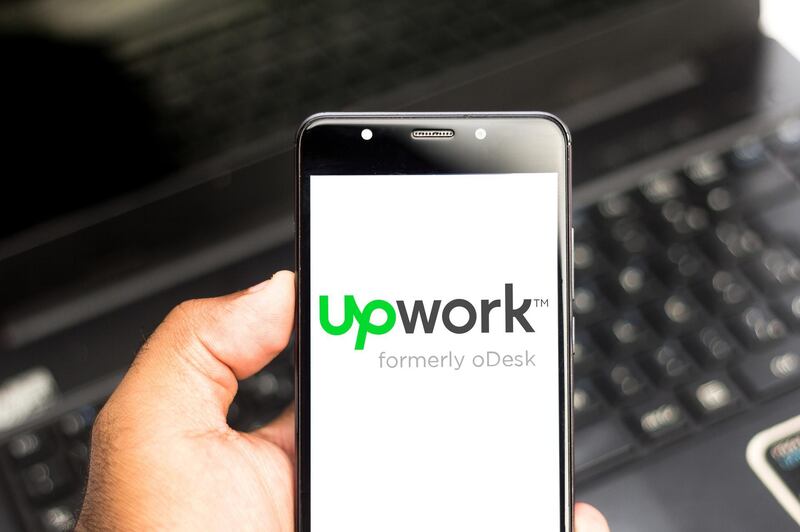 BRAZIL - 2019/07/04: In this photo illustration an Upwork logo seen displayed on a smartphone. (Photo Illustration by Rafael Henrique/SOPA Images/LightRocket via Getty Images)