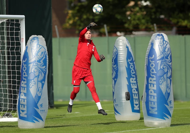 Liverpool goalkeeper Adrian during training at Melwood on Monday. Reuters