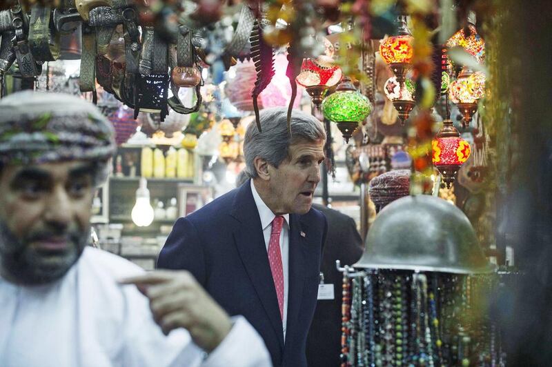 Mr Kerry is in Oman to oversee talks about a nuclear deal, with key differences threatening to scupper a final agreement. Nicholas Kamm / AP