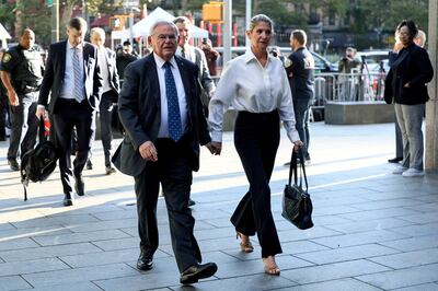 Senator Bob Menendez and his wife Nadine arrive at court for a hearing on bribery charges. Reuters