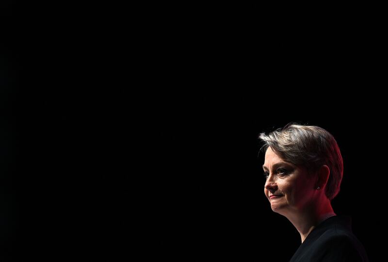Shadow home secretary Yvette Cooper speaks on the third day of the annual Labour Party conference. AFP