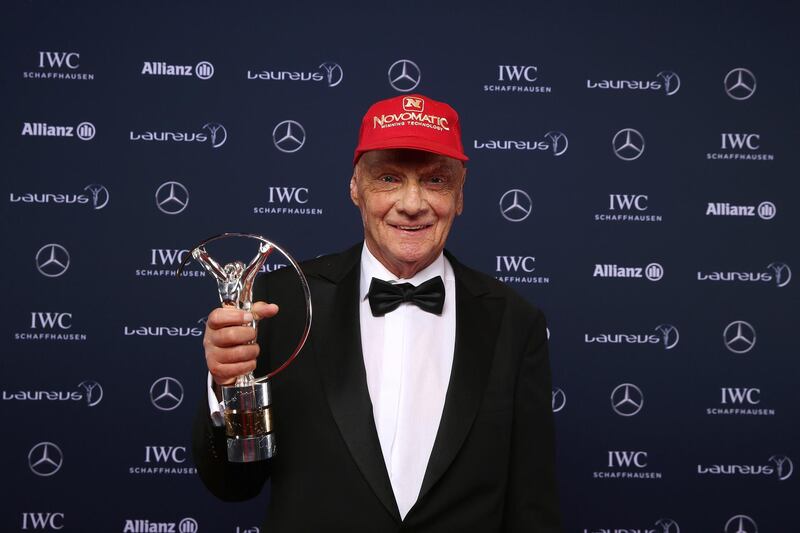BERLIN, GERMANY - APRIL 18:  Niki Lauda, Mercedes-Benz Motorsport Non-Executive Chairman	 attends the 2016 Laureus World Sports Awards at Messe Berlin on April 18, 2016 in Berlin, Germany.  (Photo by Ian Walton/Getty Images for Laureus)