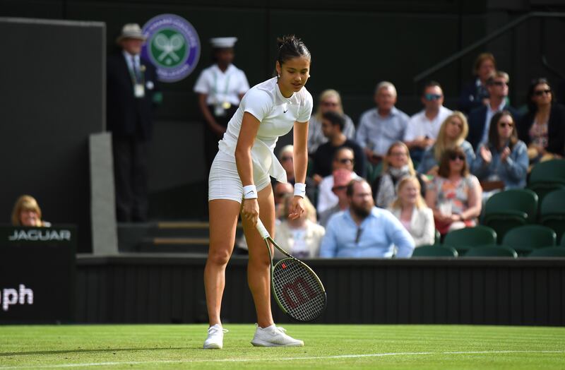 Emma Raducanu during her defeat on Centre Court. EPA