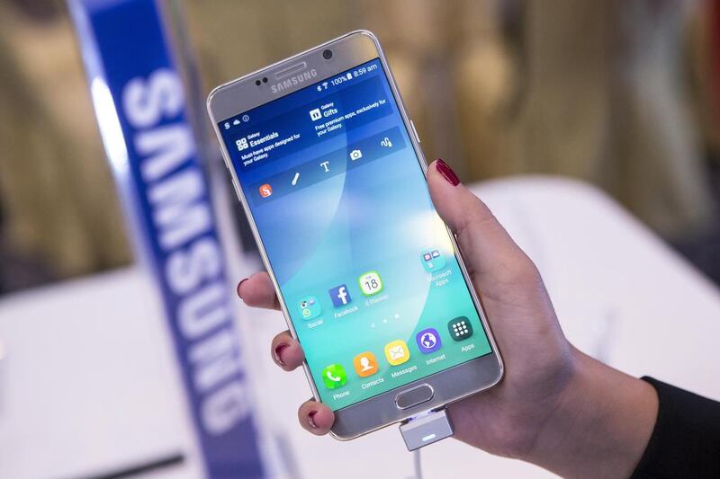 The Samsung Galaxy Note 5 was launched in the UAE at Raffles Hotel, Dubai. Antonie Robertson / The National