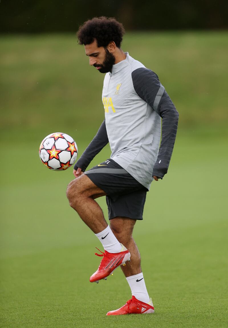 Liverpol's Mohamed Salah during training. Reuters