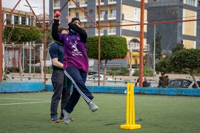 A bowler from Alsama Shatila in action. Matt Kynaston