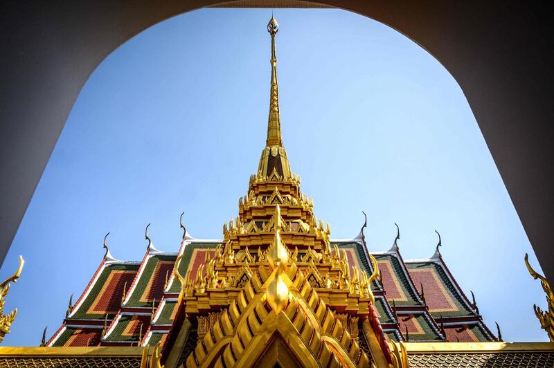 A view of the the decorated roof of Loha Prasat at Wat Ratchanatdaram temple in Bangkok. AFP