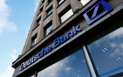 The logo of Deutsche Bank. Germany's financial regulator BaFin recently warned that a rapid rise in interest rates could weigh on some banks. Reuters