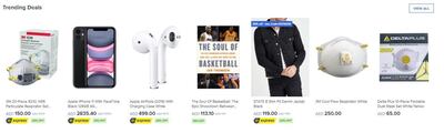 The top trending item on Noon.com on Wednesday was a 3M face mask, ahead of the new iPhone and Apple AirPods. The fifth and sixth most popular products were also face masks