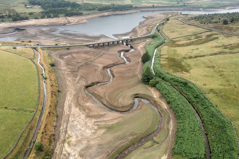 The bed of the Woodhead reservoir as water levels sink in Glossop. There was a record-breaking heatwave in July, which was the driest July in records dating back to 1836 for south-east and central southern England. Getty Images