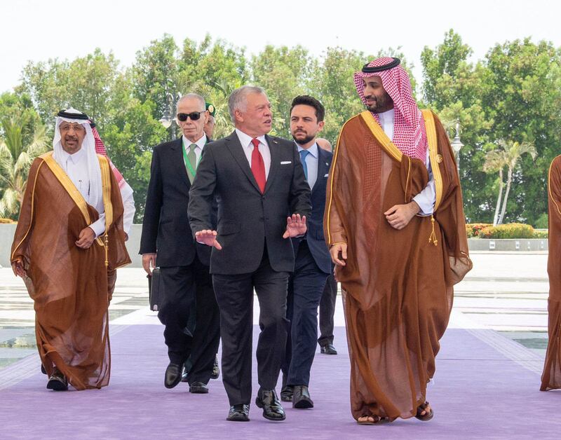 Crown Prince Mohammed bin Salman receives Jordan's King Abdullah II. SPA