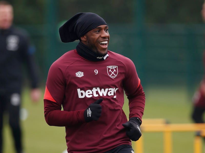 West Ham United striker Michail Antonio during training on the eve of their Europa League game against Rapid Vienna in Austria. Reuters