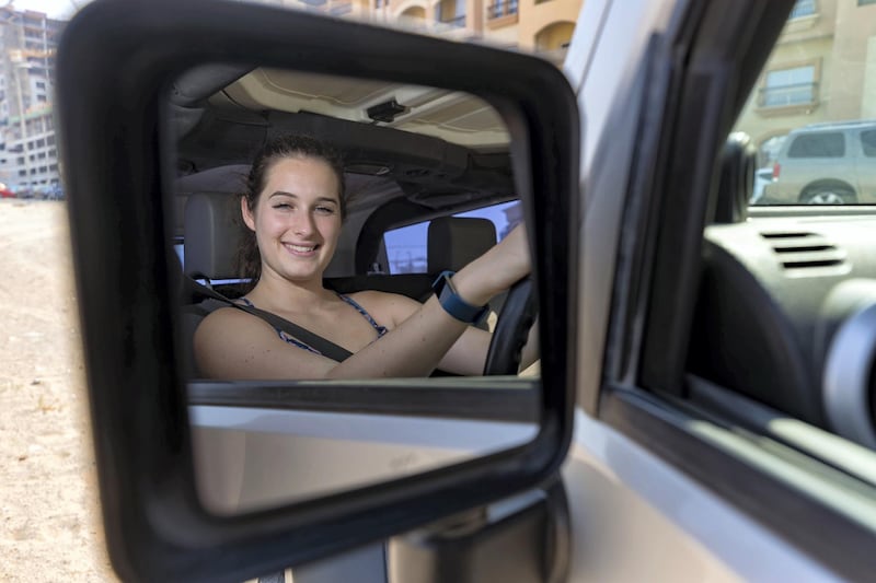 Dubai, United Arab Emirates - September 13, 2018: Charlotte Oswald for a feature about the difference between doing a driving test here in the UAE compared to other countries. Thursday, September 13th, 2018 in JVC, Dubai. Chris Whiteoak / The National