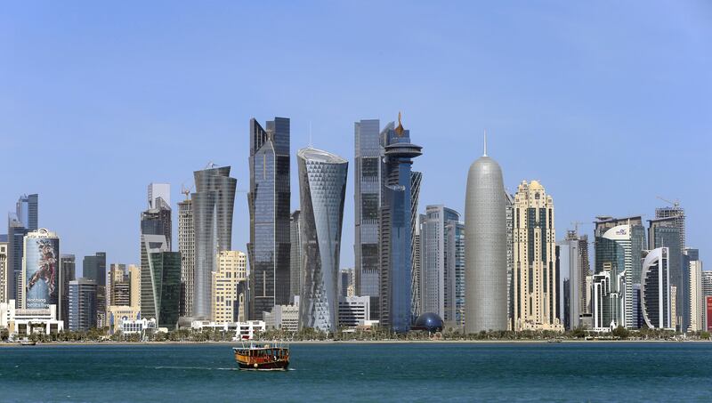 epa04557205 The skyline of Doha's West Bay high rise buildings, Doha, Qatar, 12 January 2015. The Qatar 2015 men's Handball World Championship 2015 takes place in Qatar from 15 January to 01 February.  Qatar 2015 via epa/ROBERT GHEMENT Editorial Use only/No Commercial sales *** Local Caption *** 51733707