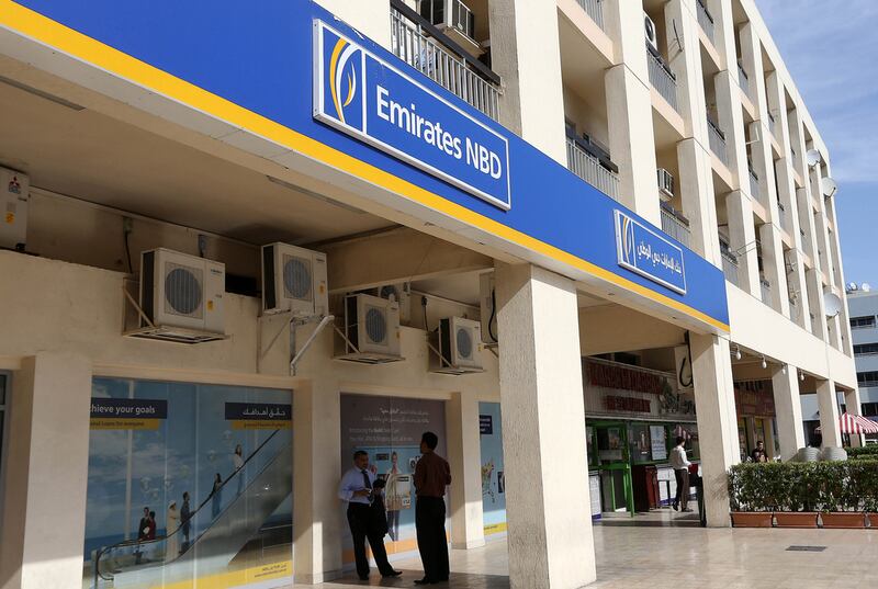 Emirates NBD shares fell 3 per cent. Pawan Singh / The National