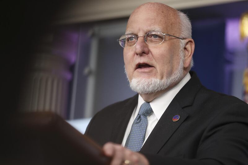 Robert Redfield, director of the Centers for Disease Control and Prevention (CDC), speaks during a news conference at the White House in Washington D.C., U.S. on Friday, April 17, 2020. President Donald Trump said there’s enough coronavirus testing capacity to put in place his plan to allow a phased reopening of the economy, even though some state officials and business leaders have raised alarms about shortages. Photographer: Oliver Contreras/Sipa/Bloomberg