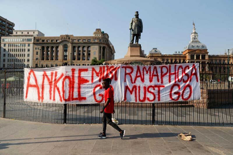 A message for the South African President at Church Square in Pretoria. AFP