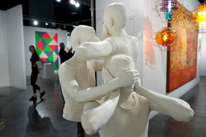 A sculpture by Indian artist Shilpa Gupta is displayed by Neugerriemschneider Gallery at Art Basel Miami Beach. AP