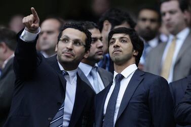 Manchester City chairman Khaldoon Al Mubarak, left, and owner Sheikh Mansour bin Zayed. Getty Images