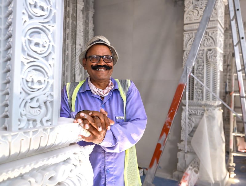 Sculptor Champalal Swarup worked on the temple. Victor Besa / The National