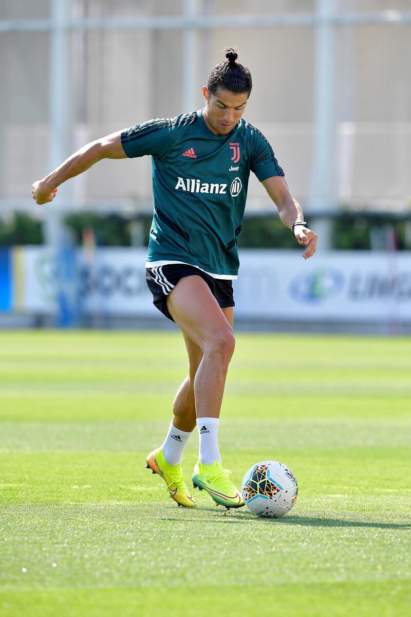 TURIN, ITALY - MAY 25: Juventus player Cristiano Ronaldo during a training session at JTC on May 25, 2020 in Turin, Italy. (Photo by Daniele Badolato - Juventus FC/Juventus FC via Getty Images)