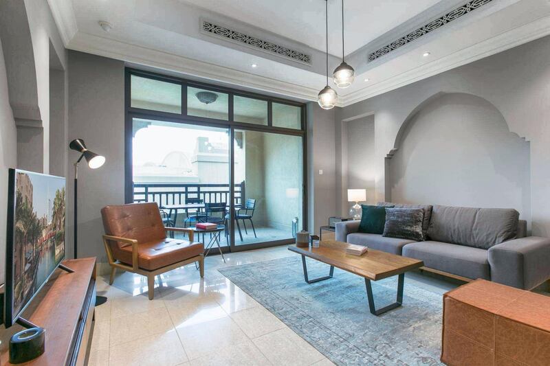 This two-bedroom unit in Tajer Residences, Old Town, in Downtown Dubai, is on the market for Dh150,000. Courtesy LuxuryProperty.com